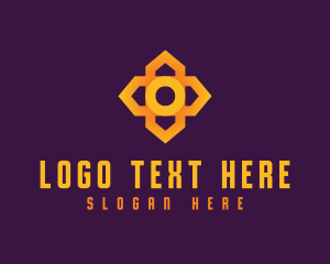 Gold And Purple - Golden Cross Flower logo design