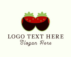 Strip Club - Strawberry Bra Lingerie logo design