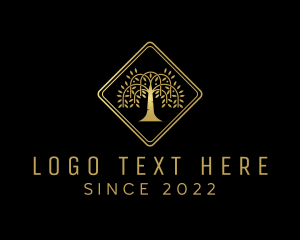 Golden - Golden Tree Forest logo design