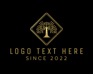 Meditation - Golden Tree Forest logo design