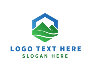 Hill - Mountain Peak Hexagon logo design