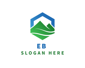 Natural - Mountain Peak Hexagon logo design