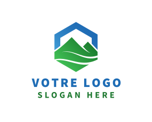 Mountaineer - Mountain Peak Hexagon logo design