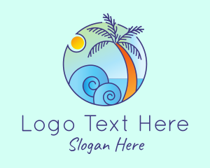 Coconut Tree - Palm Tree Waves logo design