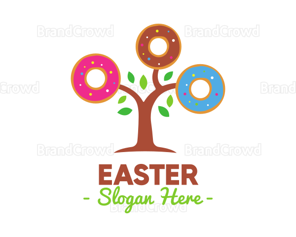Colorful Doughnut Tree Logo