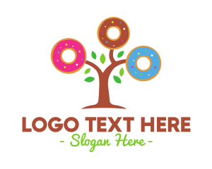 Dessert - Colorful Doughnut Tree logo design