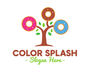 Colorful Doughnut Tree logo design