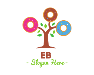 Vegetarian - Colorful Doughnut Tree logo design