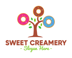 Colorful Doughnut Tree logo design