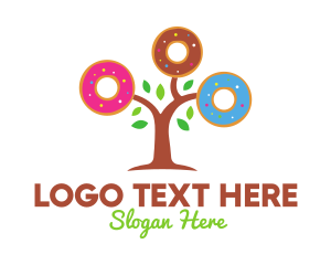 Colorful Doughnut Tree Logo