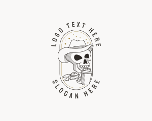 Brew - Skeleton Coffee Shop logo design