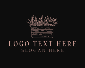 Potted Plants - Backyard Garden Grass logo design