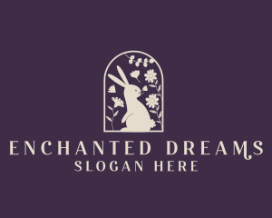 Enchanted - Whimsical Floral Rabbit logo design