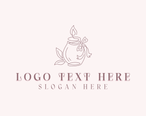 Candle - Ribbon Container Candle logo design
