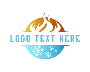 Cooling - Burning Fire Snowflake Temperature logo design