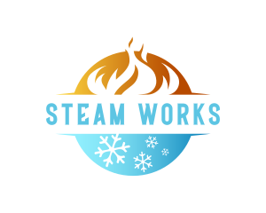 Burning Fire Snowflake Temperature logo design