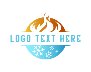 Heater - Burning Fire Snowflake Temperature logo design