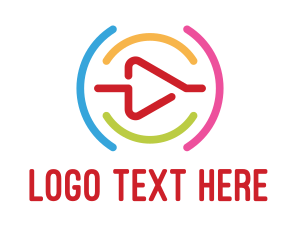 Youtube - Colorful Outline Player logo design