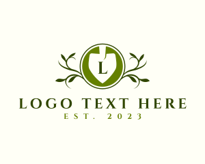 Shovel Landscaping Leaves Logo