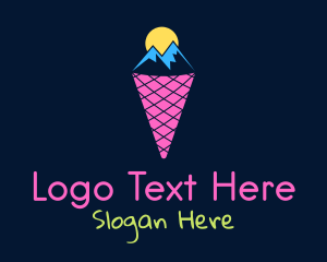 Ice Cream - Mountain Ice Cream Cone logo design