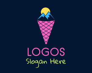 Dessert - Mountain Ice Cream Cone logo design