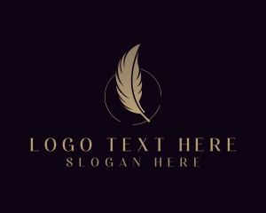 Blogger - Author Writer Feather logo design
