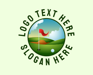 Golf Ball - Golf Flagstick Field logo design