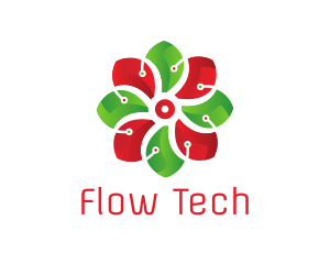 Flower Tech Circuit logo design