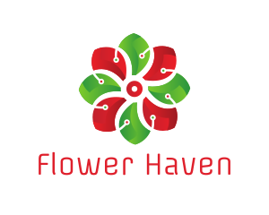 Flower Tech Circuit logo design