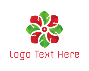 Plant - Flower Tech Circuit logo design