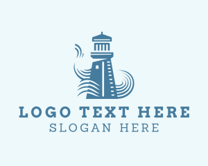Seafarer - Blue Wave Lighthouse logo design