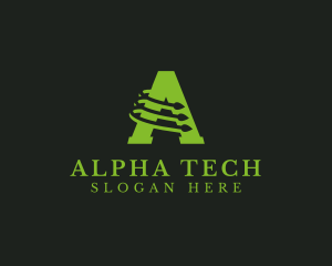 Tech Circuit Letter A logo design