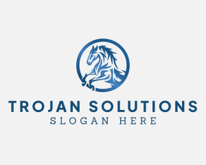 Trojan - Stallion Cavalry Horse logo design