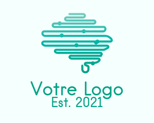 Psychology - Green Outline Brain logo design