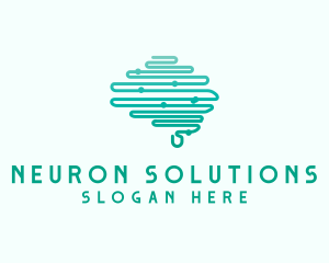 Neuron - Outline Brain Neurology logo design