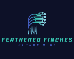 Digital Tech Letter F logo design