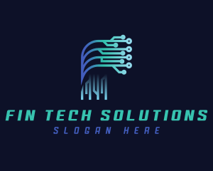 Digital Tech Letter F logo design