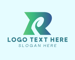 Surfboard - Ocean Gradient Letter R logo design