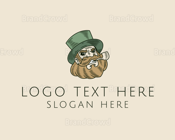 Smoking Pipe Leprechaun Logo