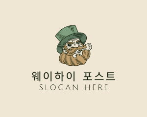 Smoking Pipe Leprechaun logo design