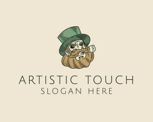 Smoking Pipe Leprechaun logo design