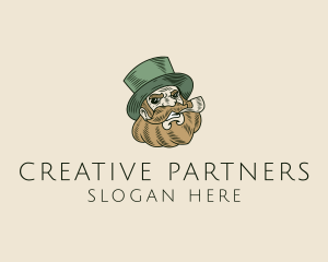 Smoking Pipe Leprechaun logo design