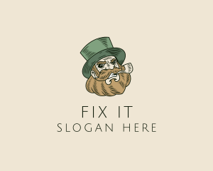 Smoking Pipe Leprechaun logo design