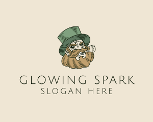 Smoking Pipe Leprechaun logo design