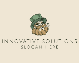 Smoking Pipe Leprechaun logo design