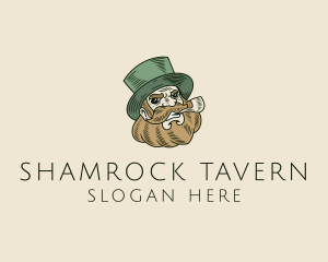 Irish - Smoking Pipe Leprechaun logo design