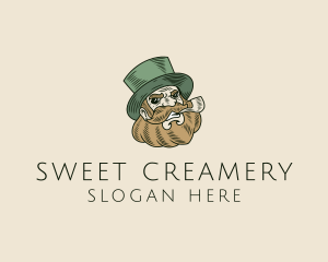 Smoking Pipe Leprechaun logo design