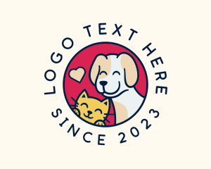 Smiling - Happy Cat Dog Veterinary logo design