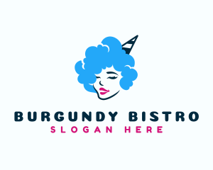 Cotton Candy Hair Lady logo design