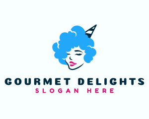 Cotton Candy Hair Lady logo design